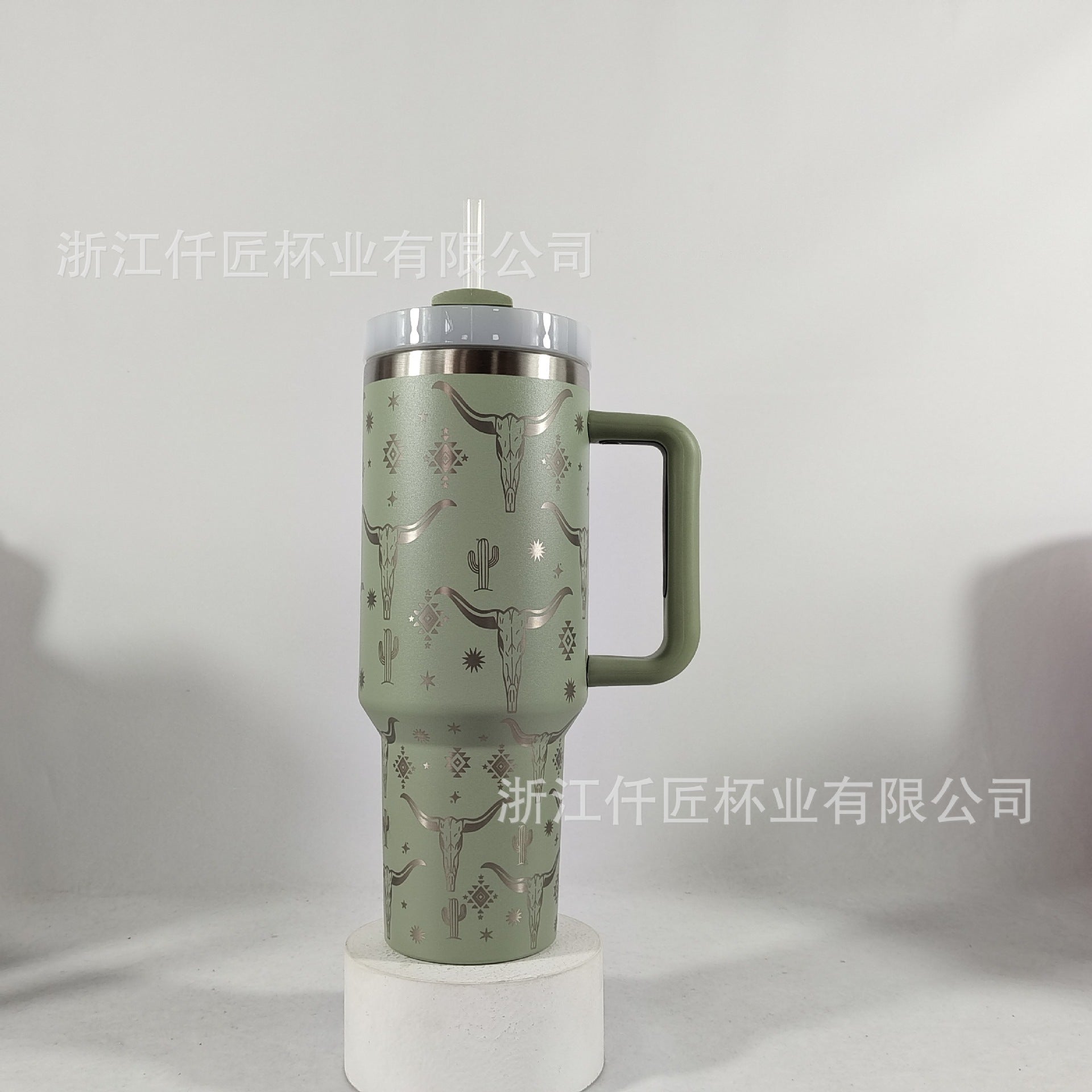 Wholesale Second Generation 40oz Handle Car Cup Laser Bull Head Stainless Steel Car Cooling Ice Cup