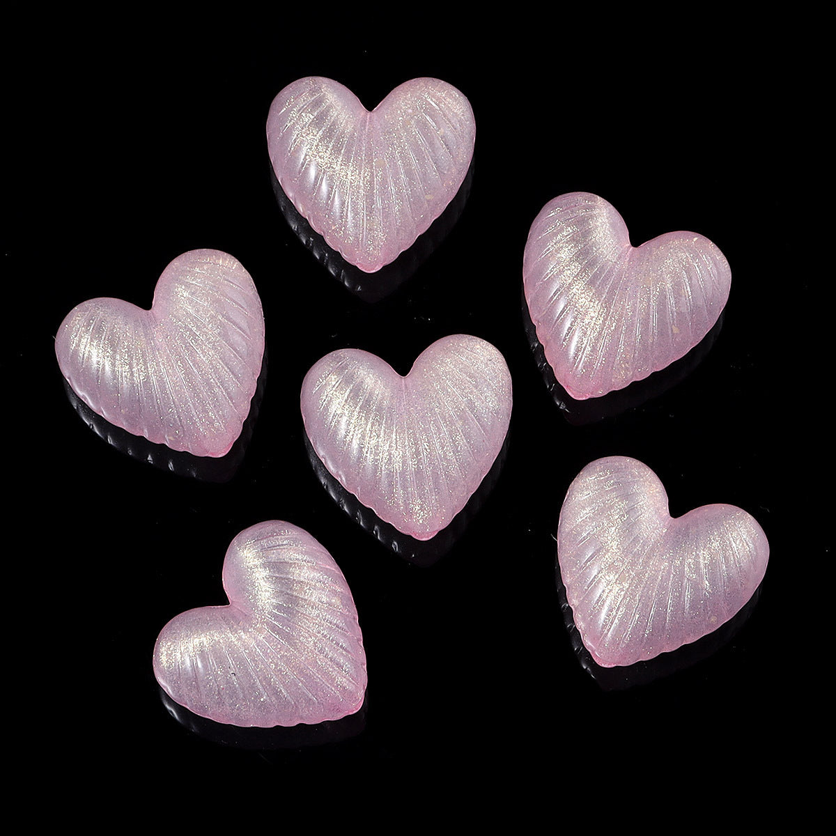 Wholesale 20pcs luminous colored striped heart-shaped acrylic beads