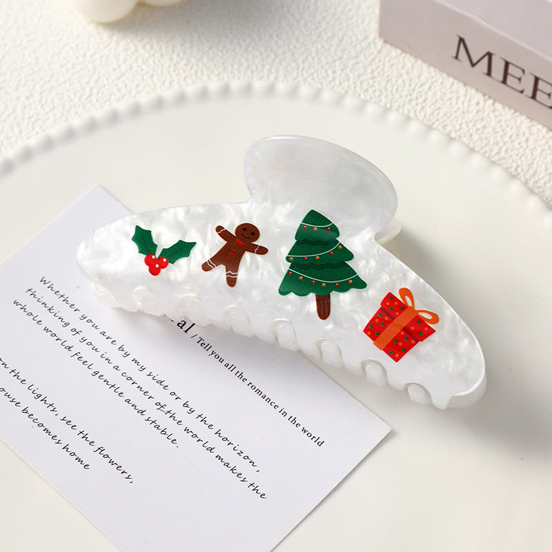 Wholesale Christmas Acrylic Shark Hair Claw Clip Reindeer Santa Snowflake Design Fashion Hair Accessory Gift For Party And Boutique Resale