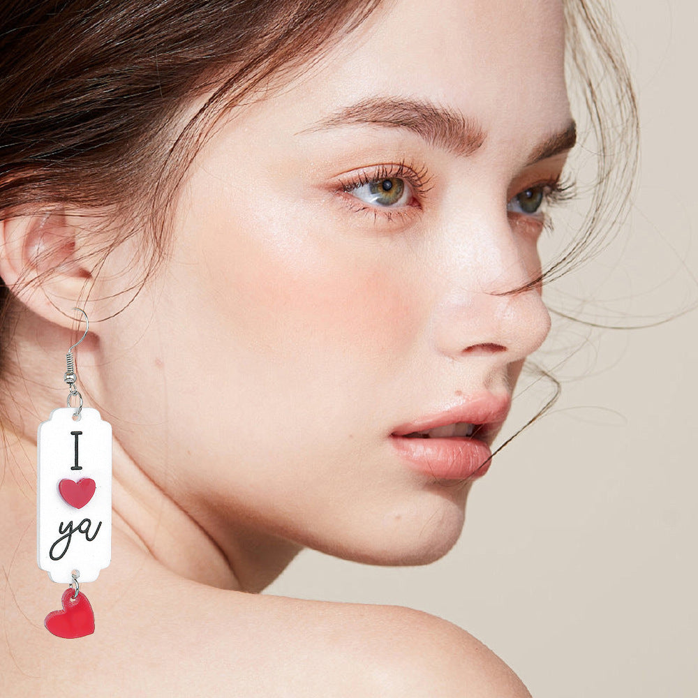 Wholesale new Valentine's Day earrings series English letters acrylic I love you love earrings