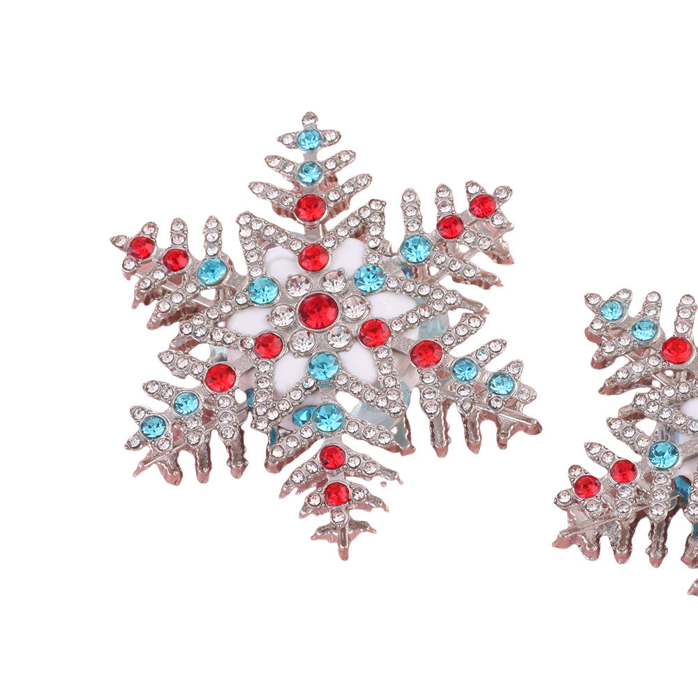 Wholesale  10pcs/pack  Double-sided Christmas snowflake rhinestone ball with straight hole  Fancy Beads