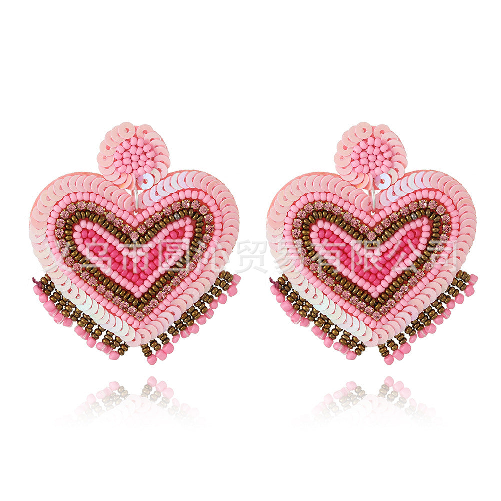 Wholesale Love Fabric Handmade Rice Ball Earrings