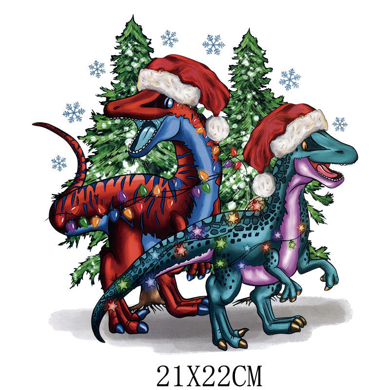 Wholesale Green cartoon Christmas heat transfer pattern   UV DTF Ready to Press Transfers Wraps
