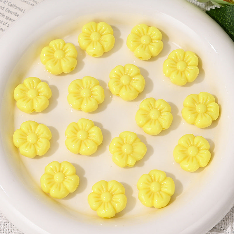 Wholesale 5pcs/pack  Acrylic Cream Candy Color Small Flower Beads  Acrylic Beads
