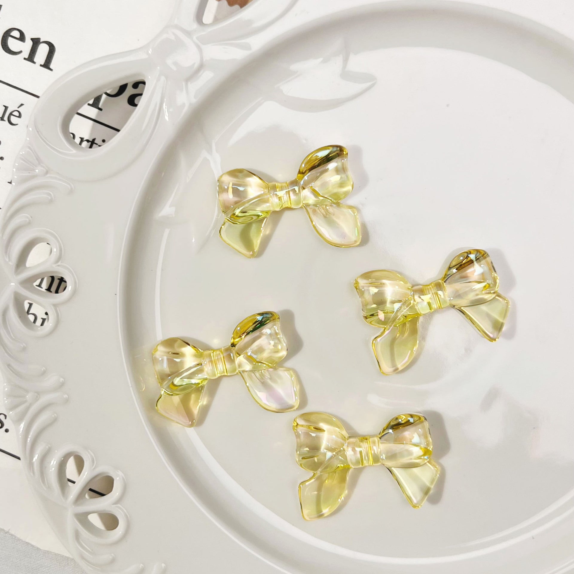 Wholesale 10pcs Bow Plastic Beads Hair Accessories Mobile Phone Beads