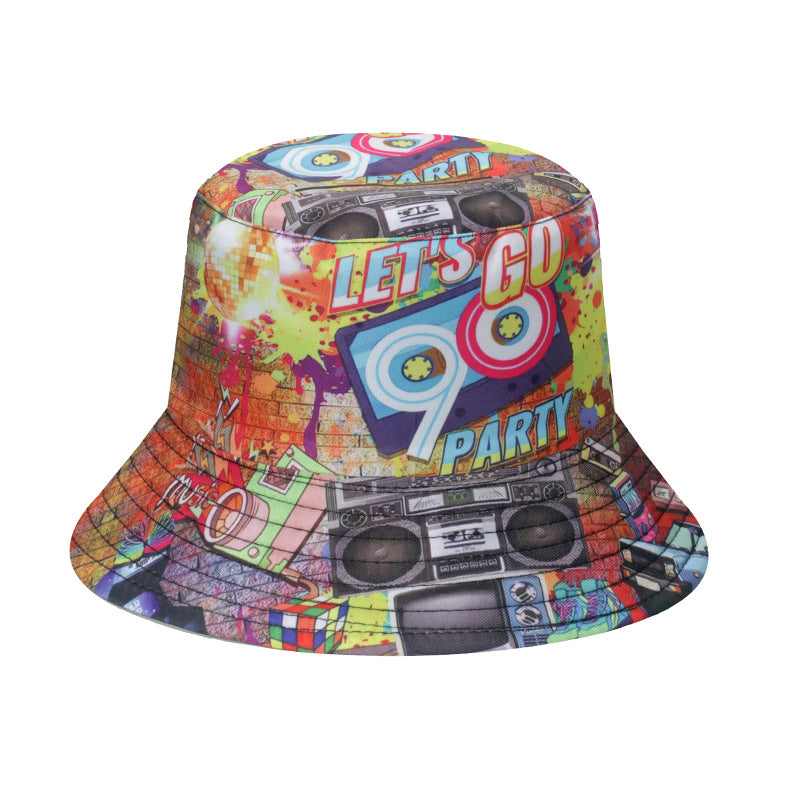 Wholesale Bucket Hat Retro Disco Party Pot Hat Graffiti Bucket Hat