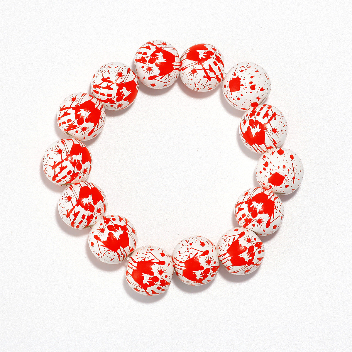 Wholesale Halloween Bracelet Beaded Pumpkin Head Skull Ghost Beads 16mm Wooden Beads Black Stone Bracelets