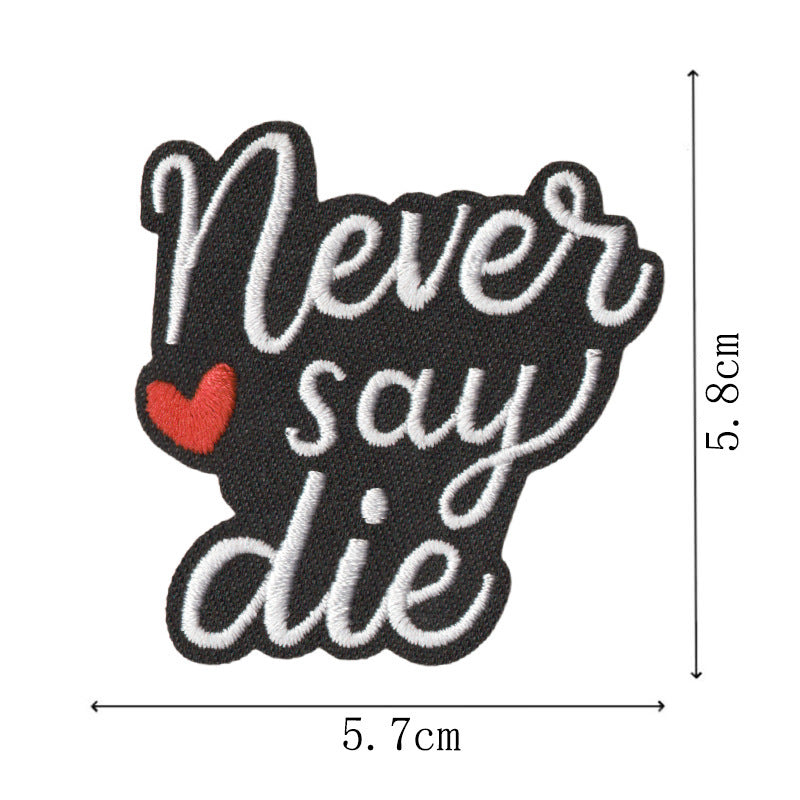 Wholesale Embroidered Iron On Patches Modern Black White Heart Quote Design 9Pc Heat Glue DIY For Clothing Bags Towels