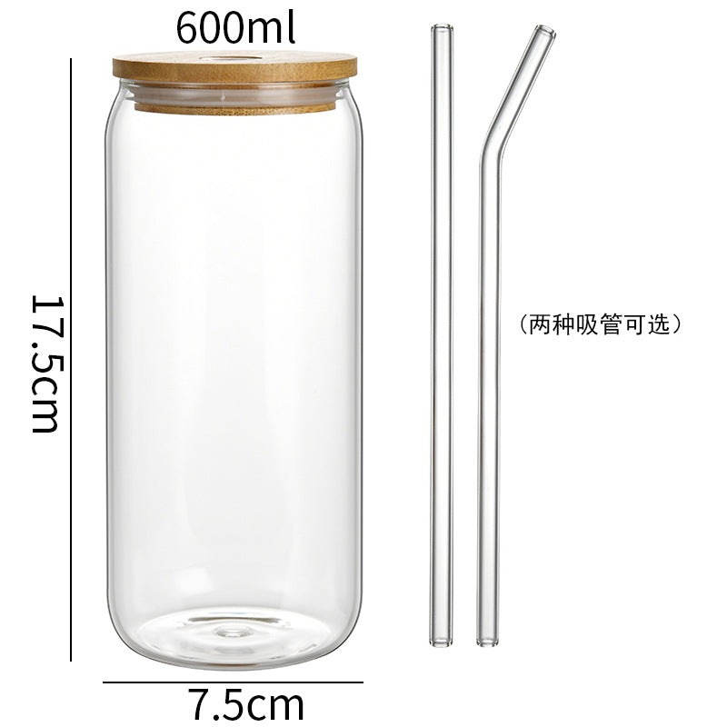 Wholesale Borosilicate Cola Cup 160oz Cold Drink Straw Cup Bamboo Lid Glass Cup