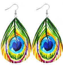 Wholesale Butterfly Wings Simulated Butterfly Double Sided Printed Leather Earrings