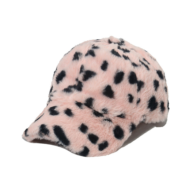 Wholesale Faux Rabbit Fur Leopard Plush Baseball Cap