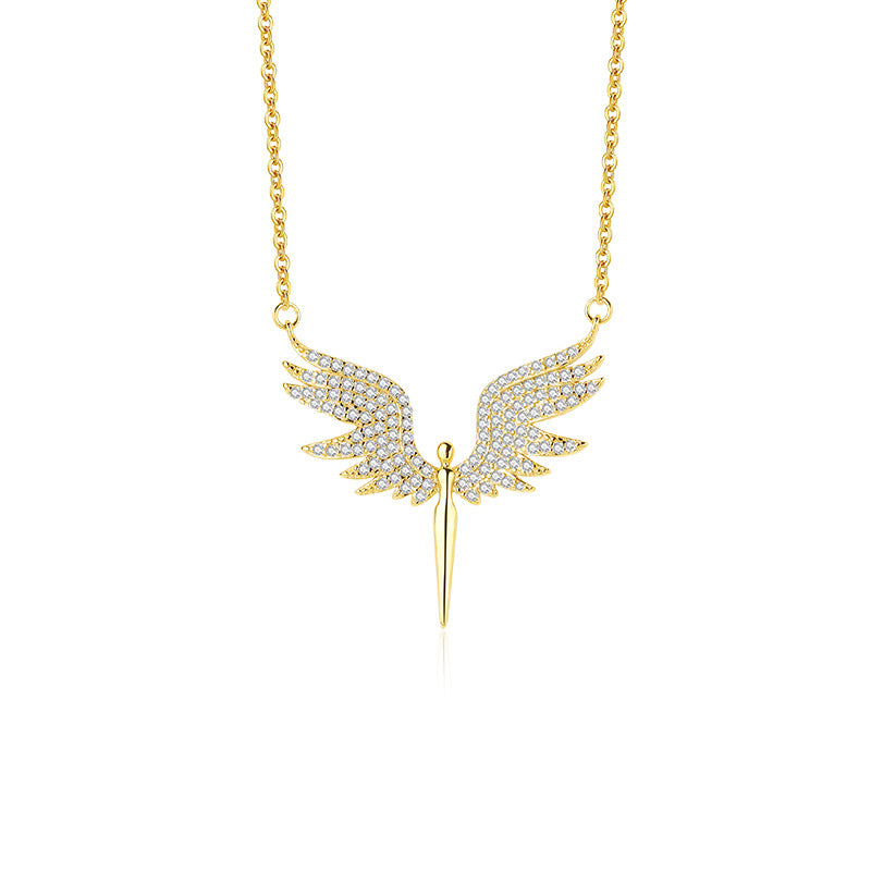 Wholesale Zirconia Angel Wing Necklace