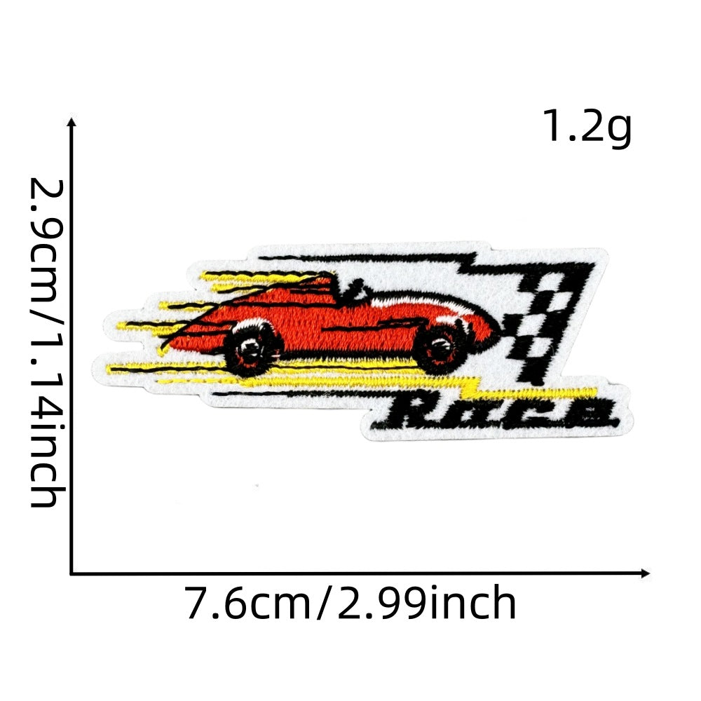 Wholesale Black and White Racing Flag Series Embroidery DIY Patches