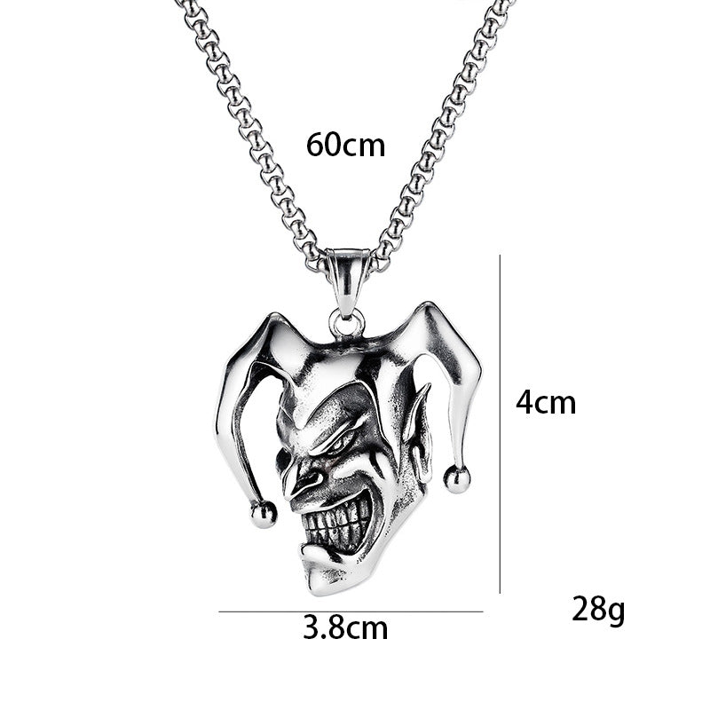 Wholesale Retro Clown Face Pendant Necklace For Men Stainless Steel Jewelry Accessory OLY Exclusive