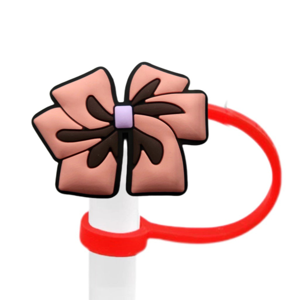 Wholesale 10pcs Bow Straw Cap Silicone Straw Tube Cap