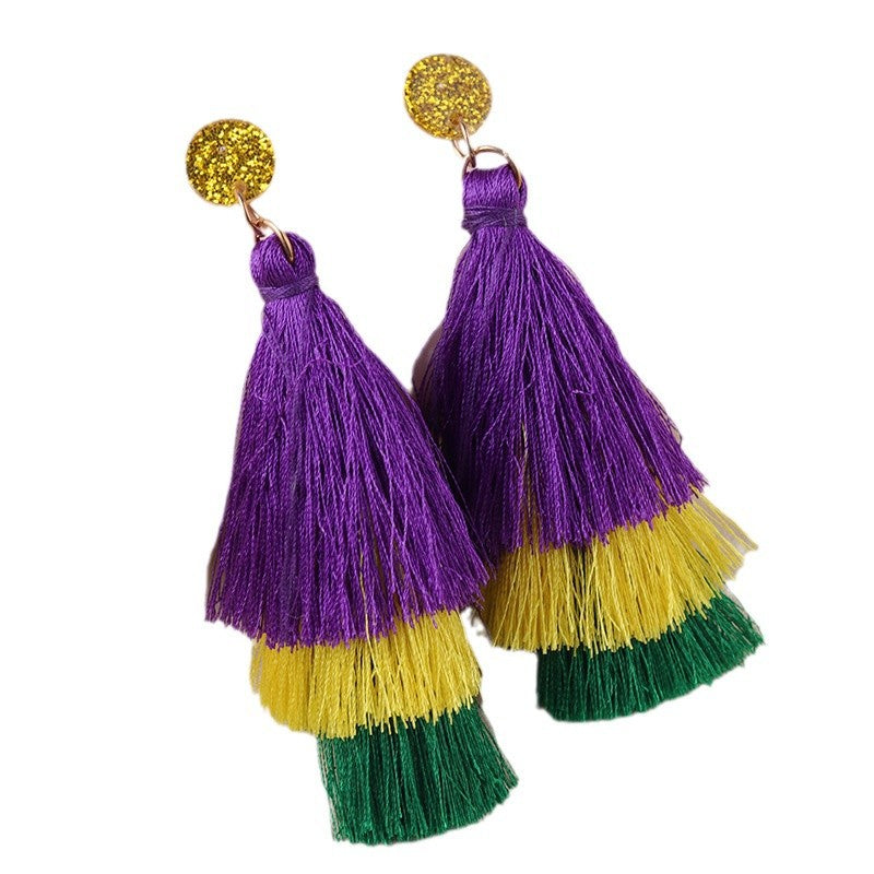 Wholesale Carnival water-saving droplet shaped acrylic tassel earrings
