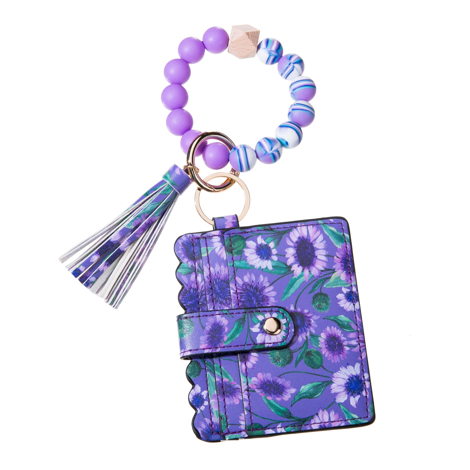 Wholesale Card Holder Colorful Silicone Beaded Wrist Keychain