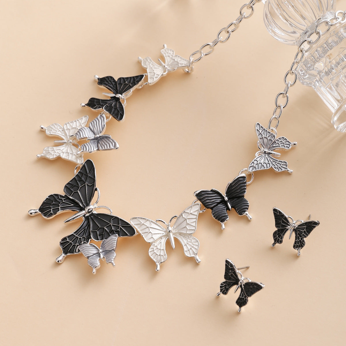 Wholesale Butterfly Alloy Necklace and Earrings Set