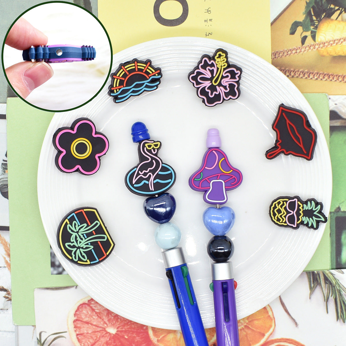 Wholesale   Random 100pcs/pack  Colorful cartoon ballpoint pen beads