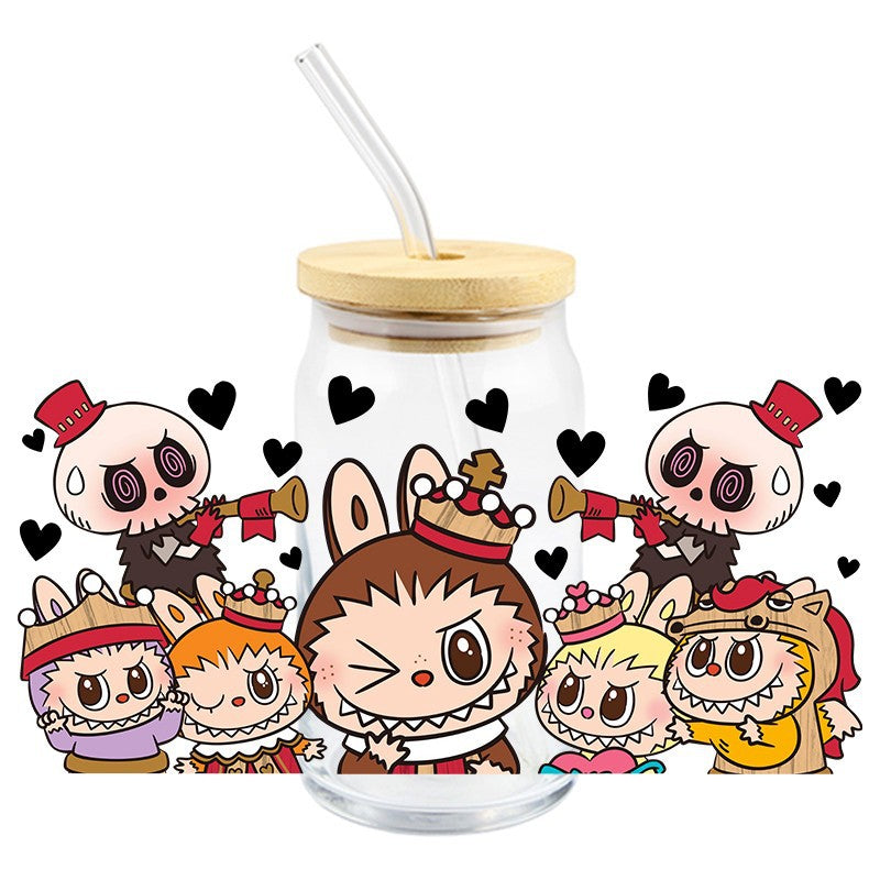Wholesale 5pcs Colorful cute cartoon 16oz Cup UV DTF Wraps