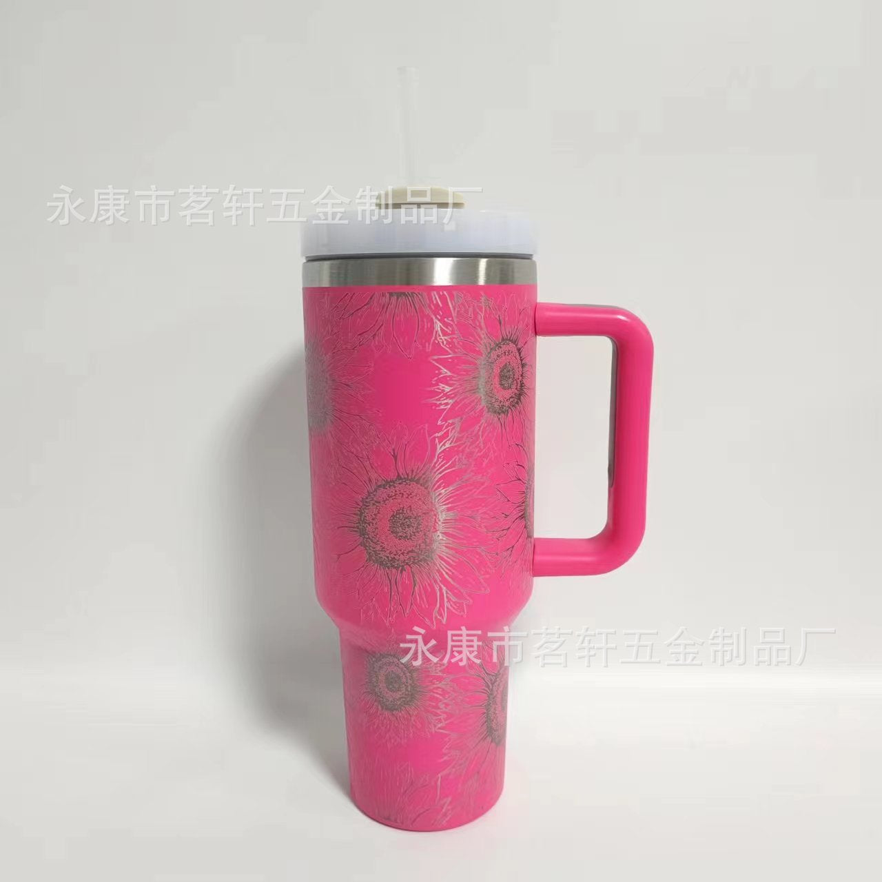 Wholesale Tumbler Ice Cup Laser Sunflower Car-mounted Stainless Steel Vacuum Insulated 40oz Handle Cup