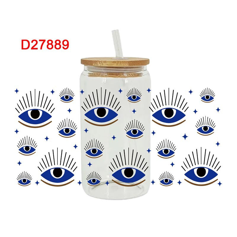 Wholesale Blue Devil's Eye Series 16oz Cup UV DTF Wraps