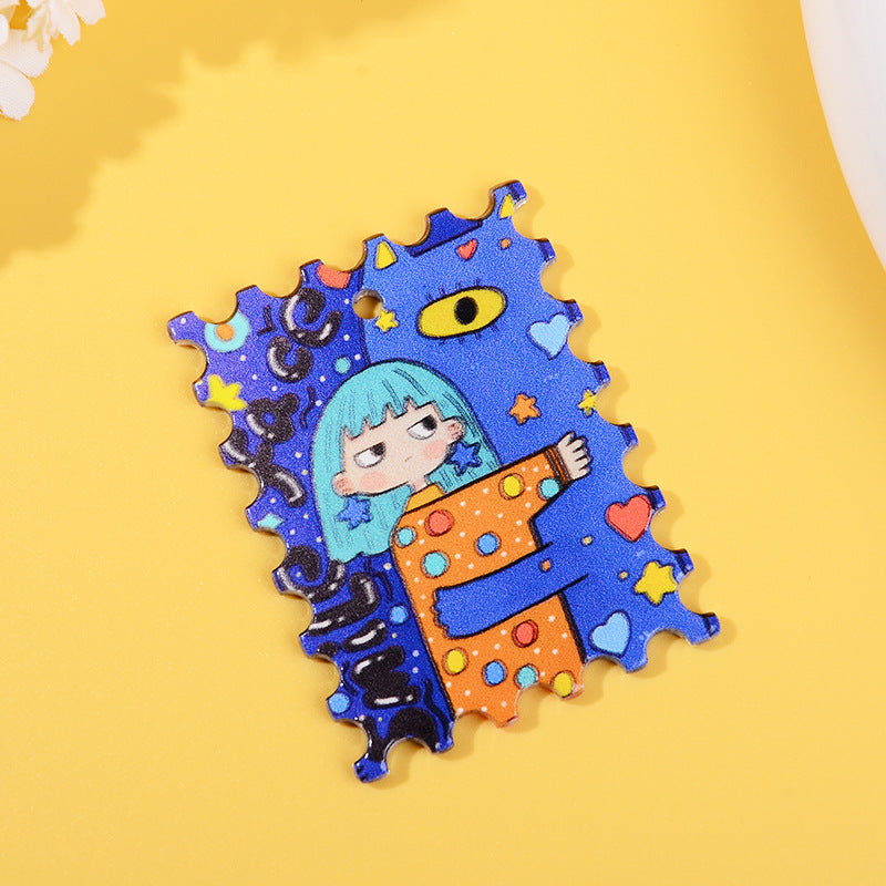 Wholesale 10pcs/ pack acrylic printed keychain pendant DIY jewelry