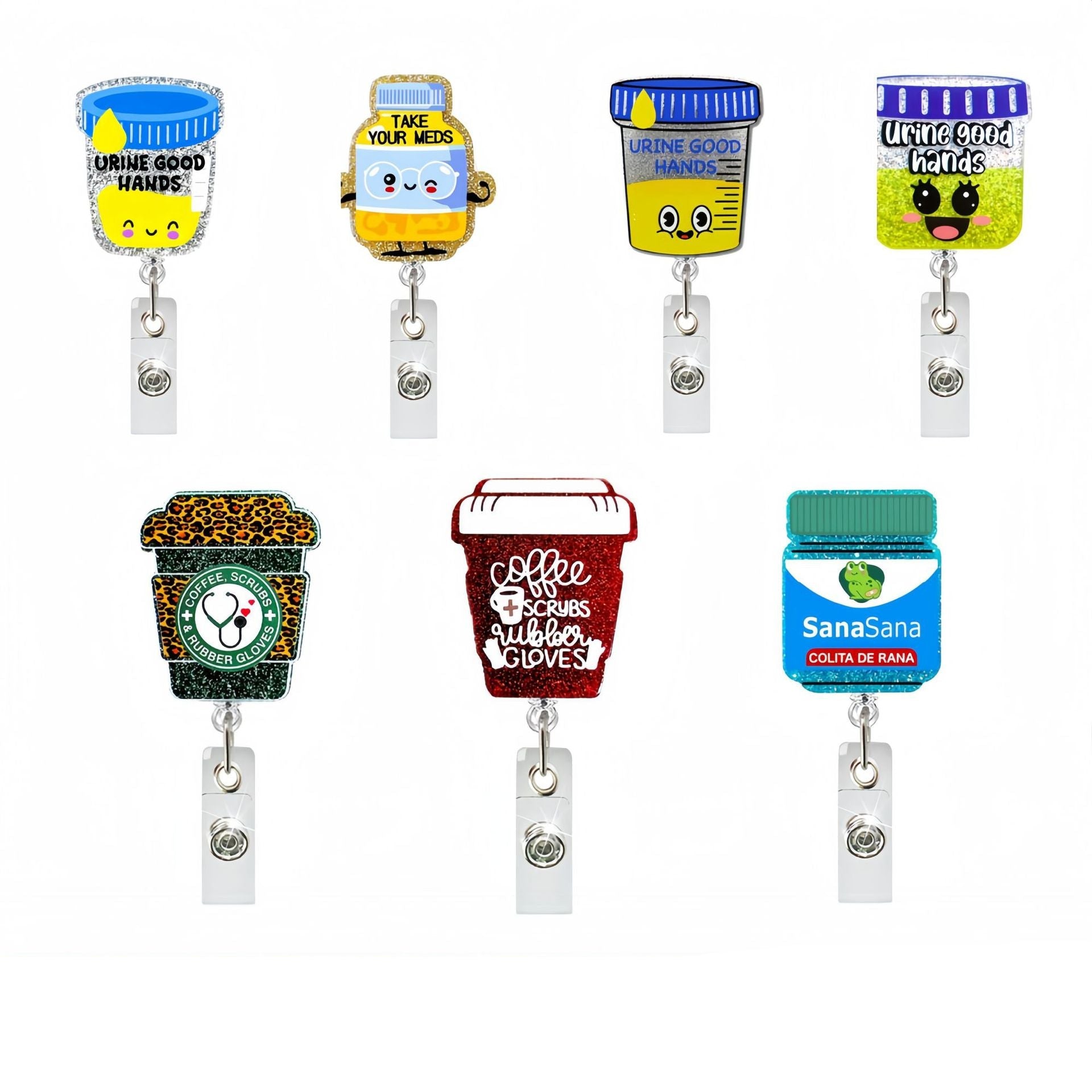 Wholesale 10pcs Acrylic Fun Badge Retractable Keychain