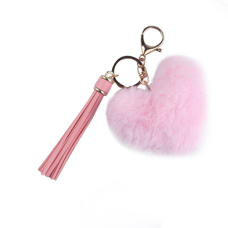 Wholesale Heart Shaped Fur Ball Tassel Keychain