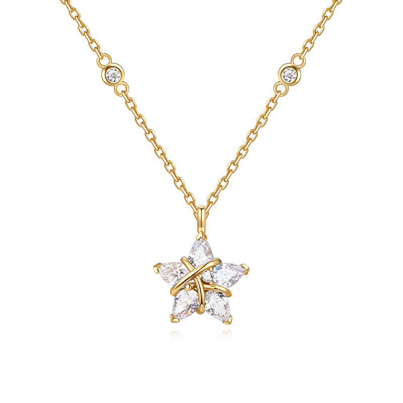 Wholesale 925 Sterling Silver Weaving Girl Star Necklace Female Niche Design Sense Tanabata Valentine's Day Gift for Girlfriend