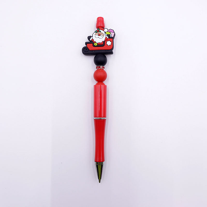 Wholesale Cartoon Christmas Tree Handmade Silicone Bead Pen Plastic Ball Point Pen