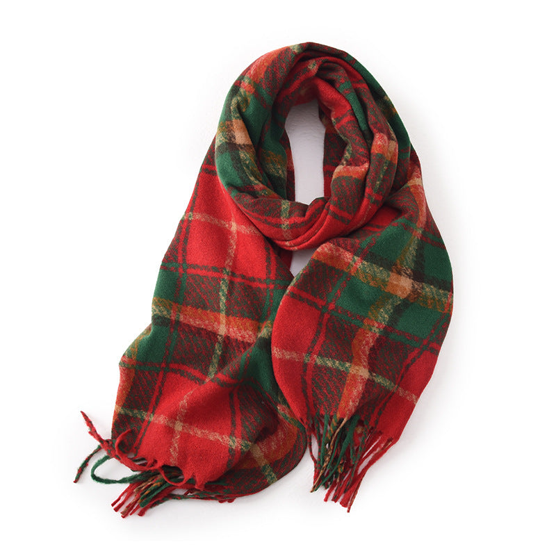 Wholesale Winter Christmas Imitation Cashmere Plaid Warm Scarves