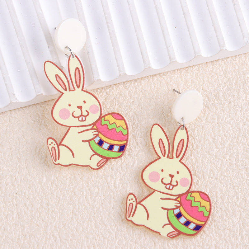 Wholesale Easter Rabbit Radish Chicken Acrylic Printed Earrings