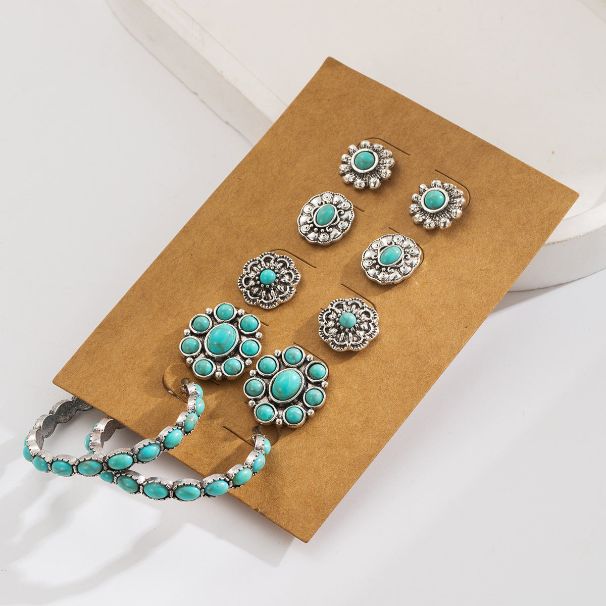 Wholesale Turquoise Earrings Set  Flower Shoes Boots Arrow Bull Head Pony Accessories Earrings Set