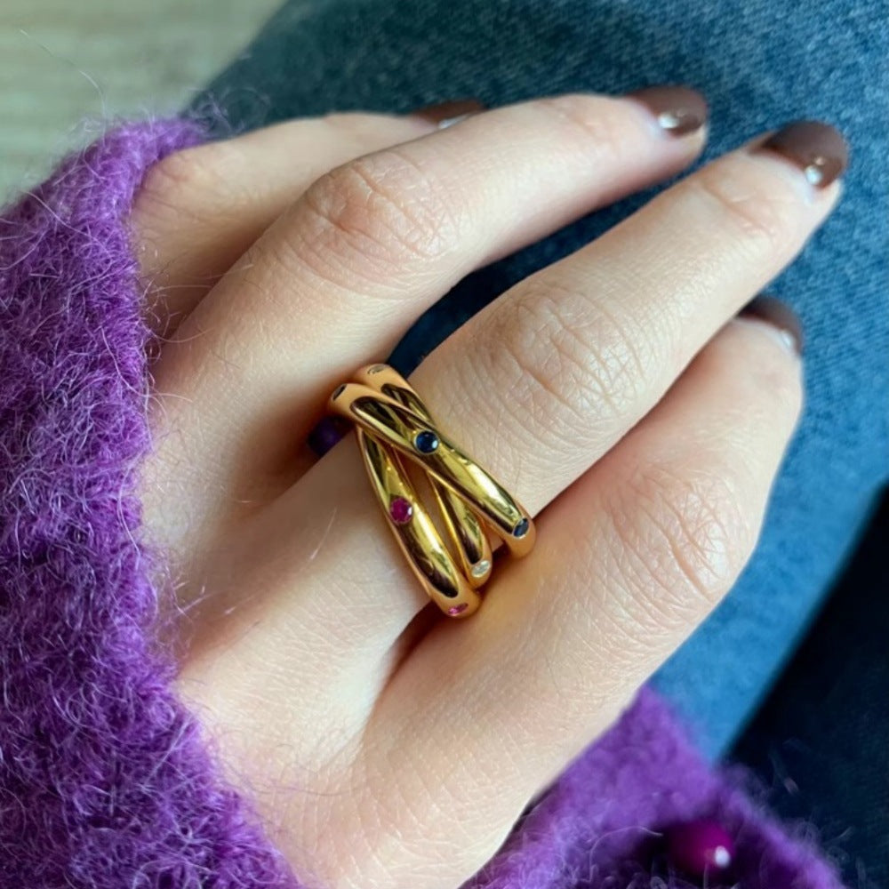 Wholesale Water Shell Inlay Autumn and Winter Trend Fashion Niche Design Light Luxury High-end Open Rings