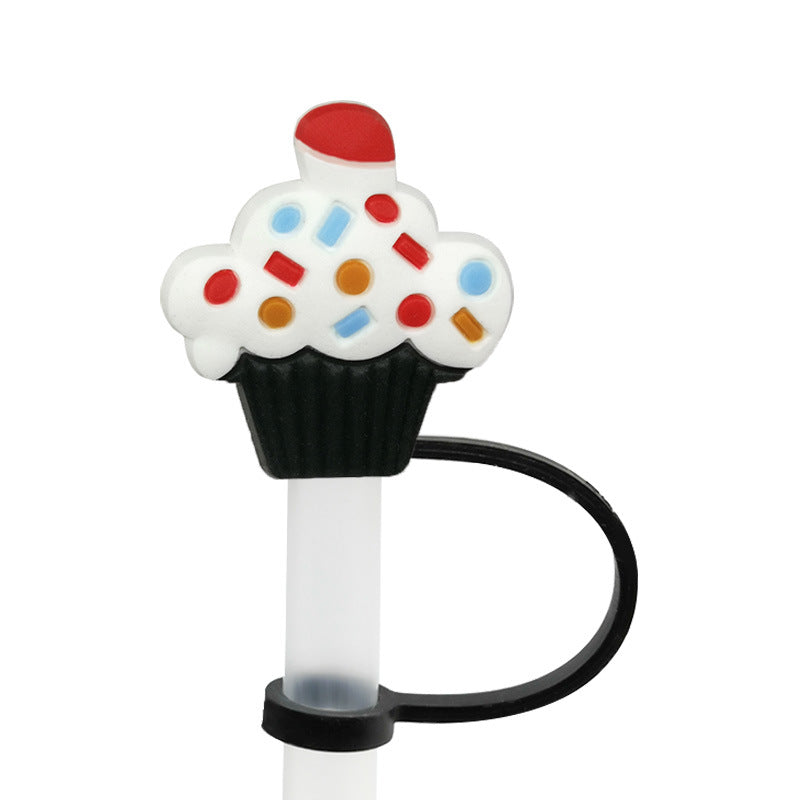 Wholesale 10pcs/pack Straw Cap Flower Fruit Straw Cover Silicone Dust Plug Party Straw