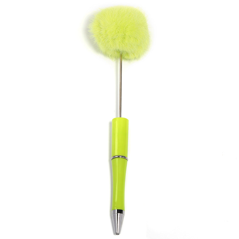 Wholesale 5pcs Macaron DIY Ball Creative Plush Bead Plastic Ballpoint Pen