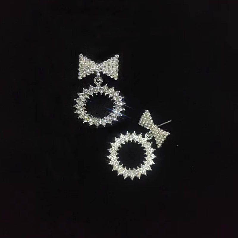 Wholesale Bow Full Diamond Alloy Earrings
