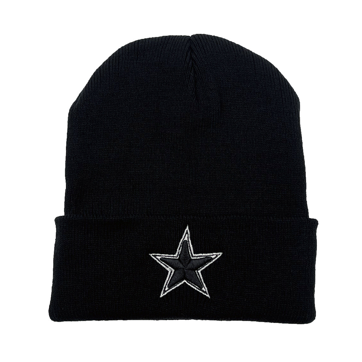 Wholesale Five-pointed Star Embroidered Woolen Hat Knitted Autumn Beanie Acrylic Hat