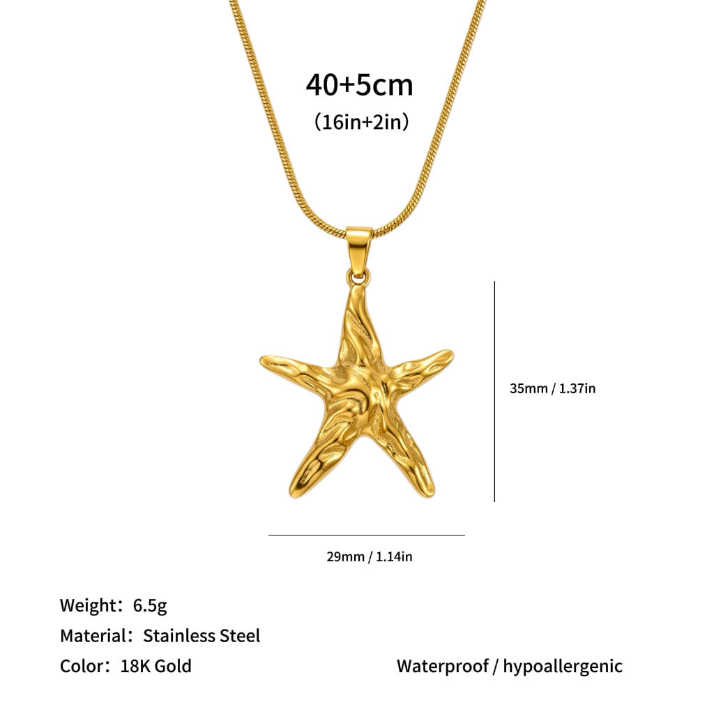 Wholesale Sun Starfish and Other Pendants Titanium Steel Necklace