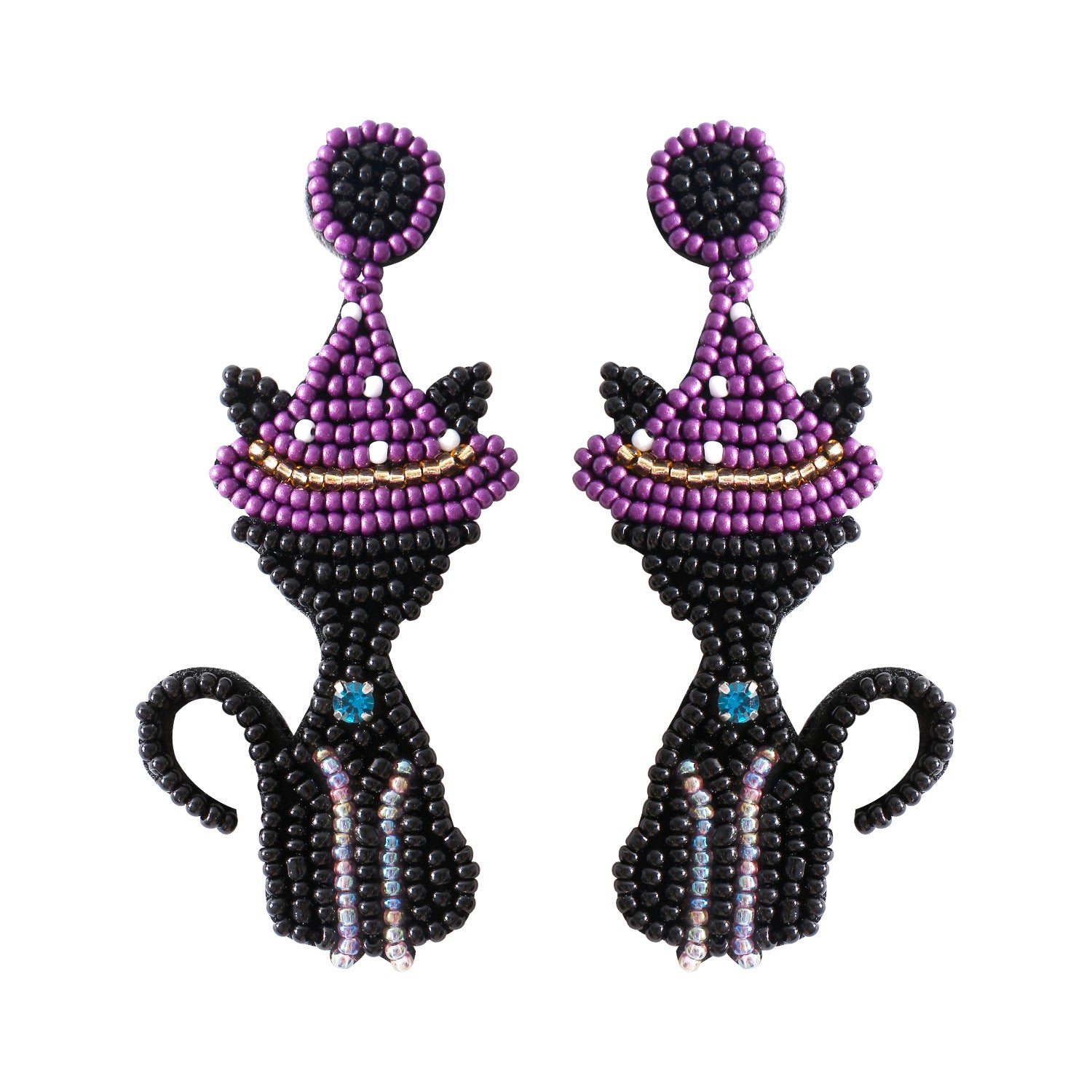 Wholesale Creative Handmade Rice Beads Witch Cat Halloween Earrings