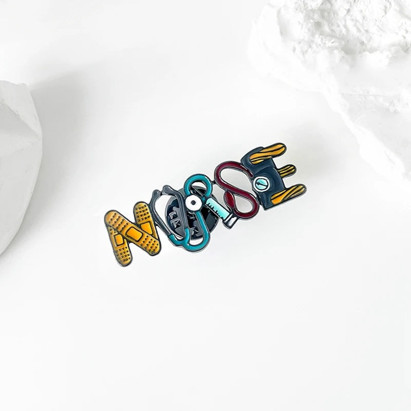 Wholesale Medical Series Brooch Syringe Stethoscope Letter Pin