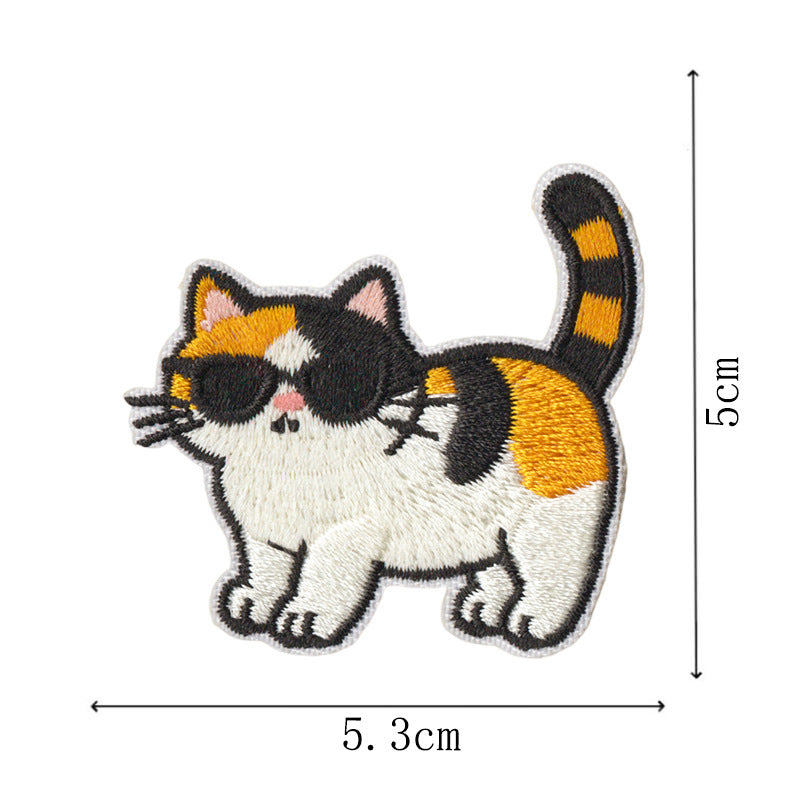 Wholesale 9 Piece Cute Cat Embroidery Patches Iron On DIY Decorative Accent For Clothing Bags
