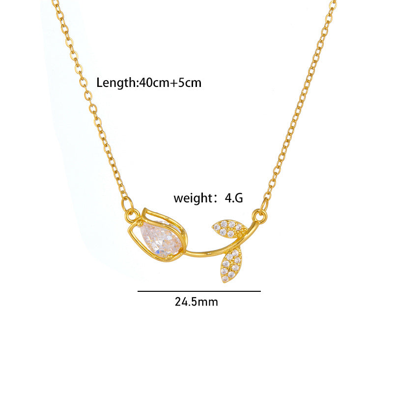 Wholesale Colorful Tulip Flower Diamond Necklace