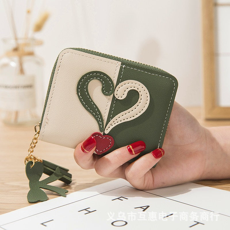 Wholesale Love Mini Contrast Color Tassel Wallet