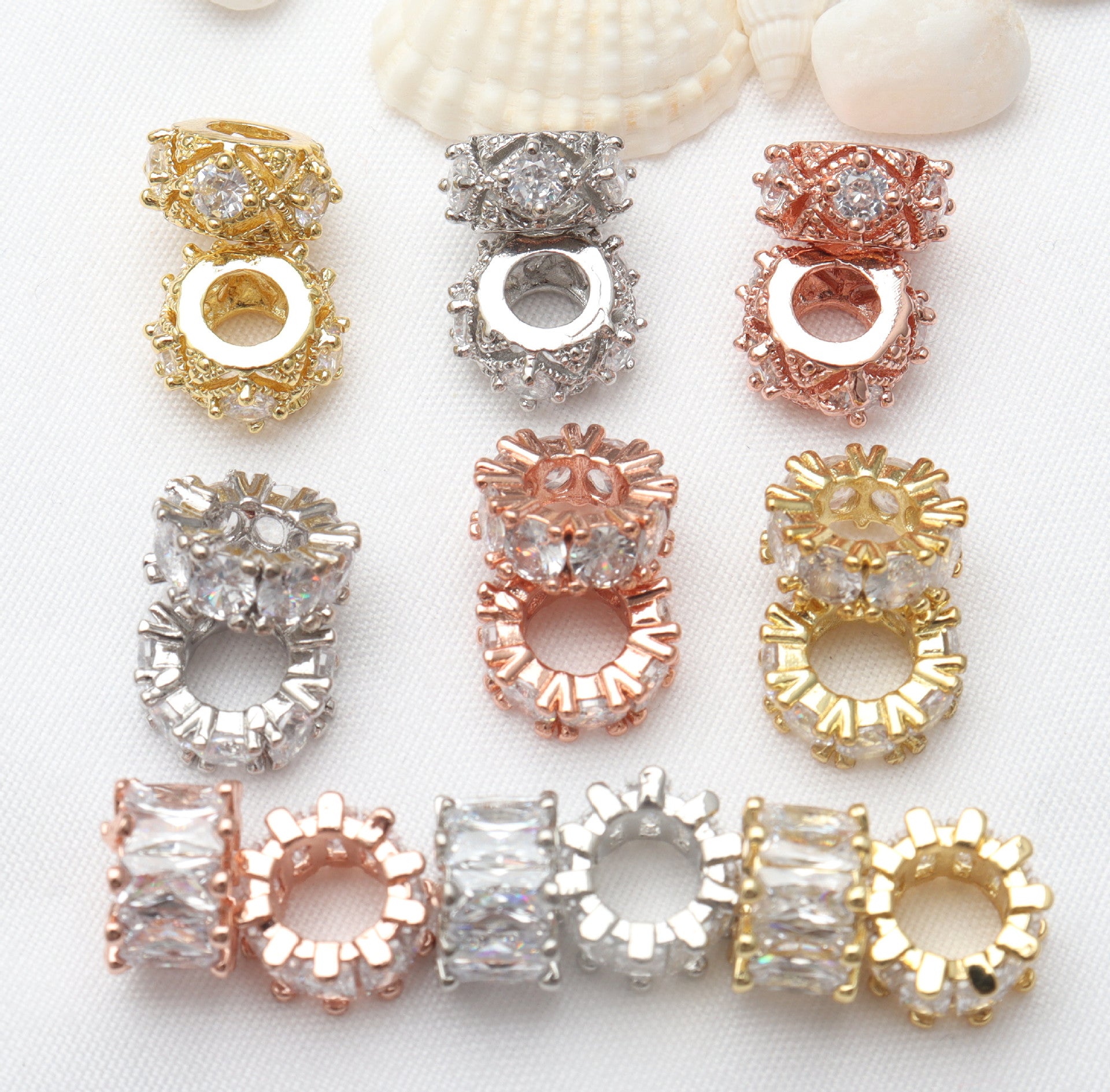 Cuentas de cobre de circón de micro incrustaciones de 5 piezas al por mayor