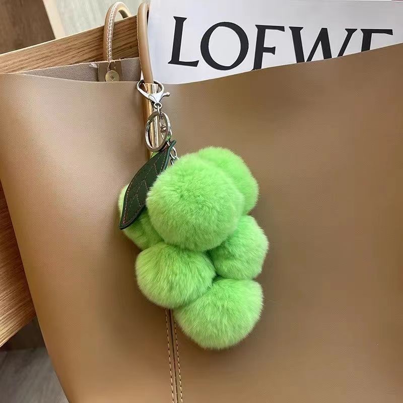 Wholesale Cute Grape Imitation Rex Rabbit Fur Plush Ball Keychain