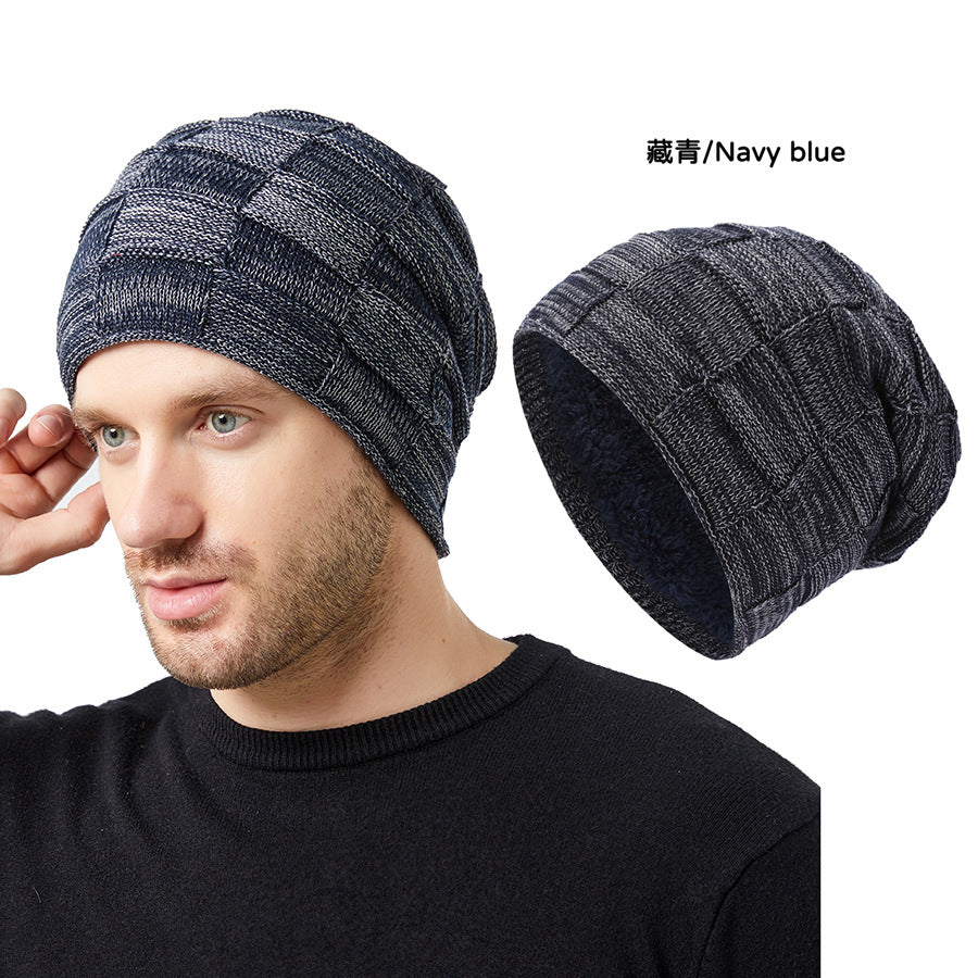 Wholesale Men's Knitted Hats Couple's Style Plus Velvet Ear Protection Pile Pullover Hat
