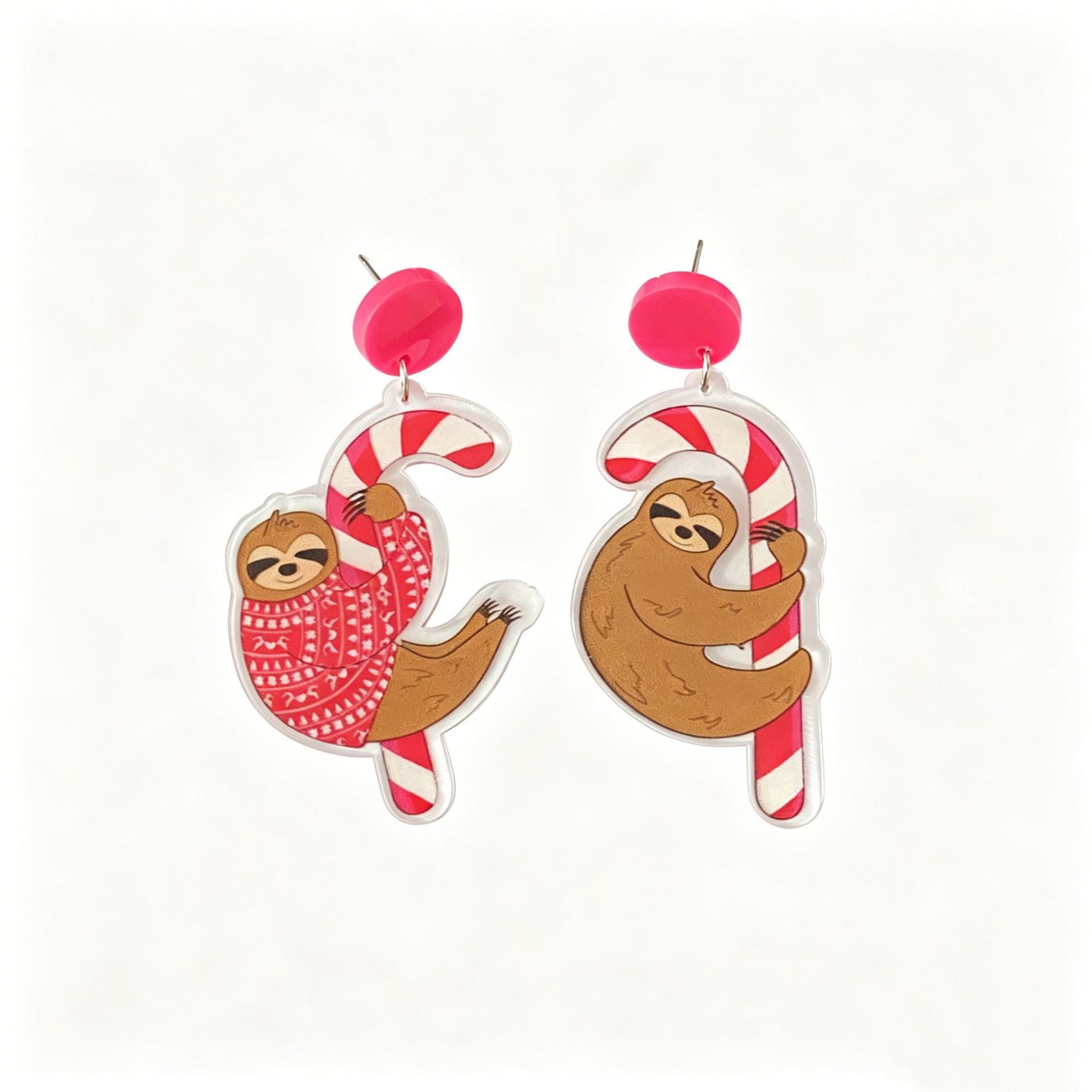 Wholesale Christmas  Santa Hat Candy Cane Acrylic Animal Earrings Jewelry Accessory For Party And Gift
