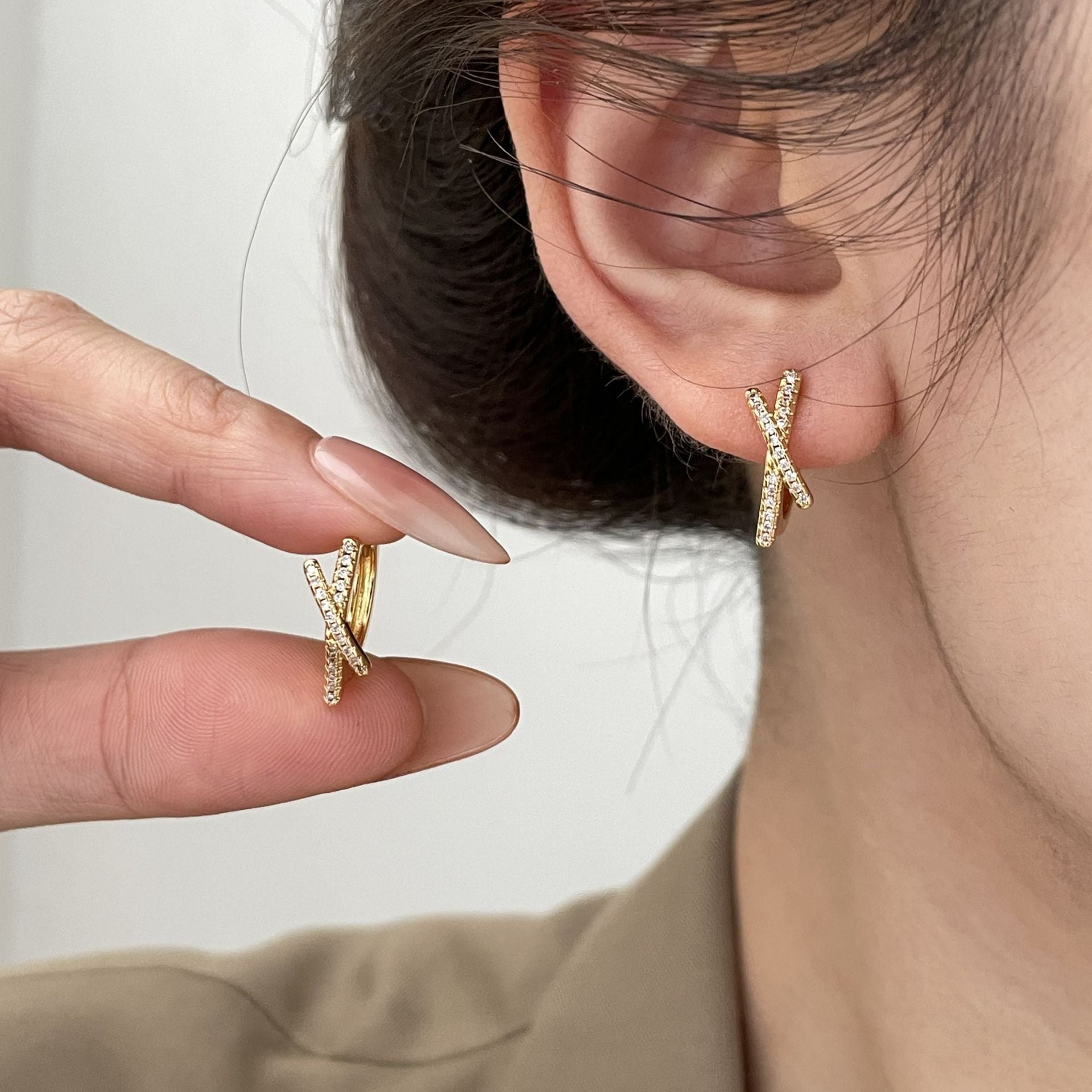 Wholesale Zircon Cross Earrings,  Niche Design
